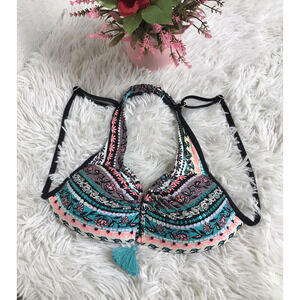 VGT Catalina S/CH (3-5) black SEQUINED Green push-up underwire bandeau top swim